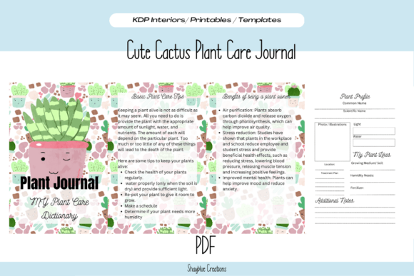 Cute Kawaii Plant Care Journal Interior