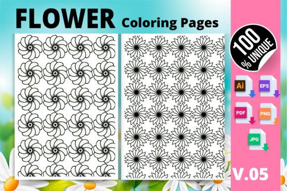 Flower Coloring Page KDP Interior V.05: A Practical Tool for Creative Publishing and Relaxation