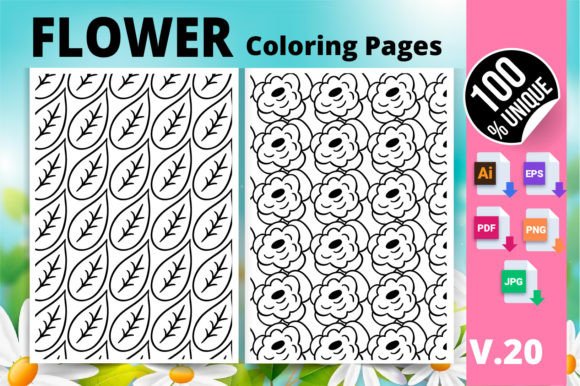 Flower Coloring Page KDP Interior V.20