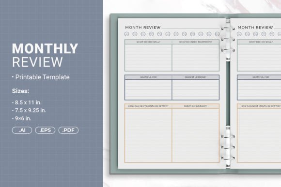 Monthly Review Printable Template for Self-Publishing